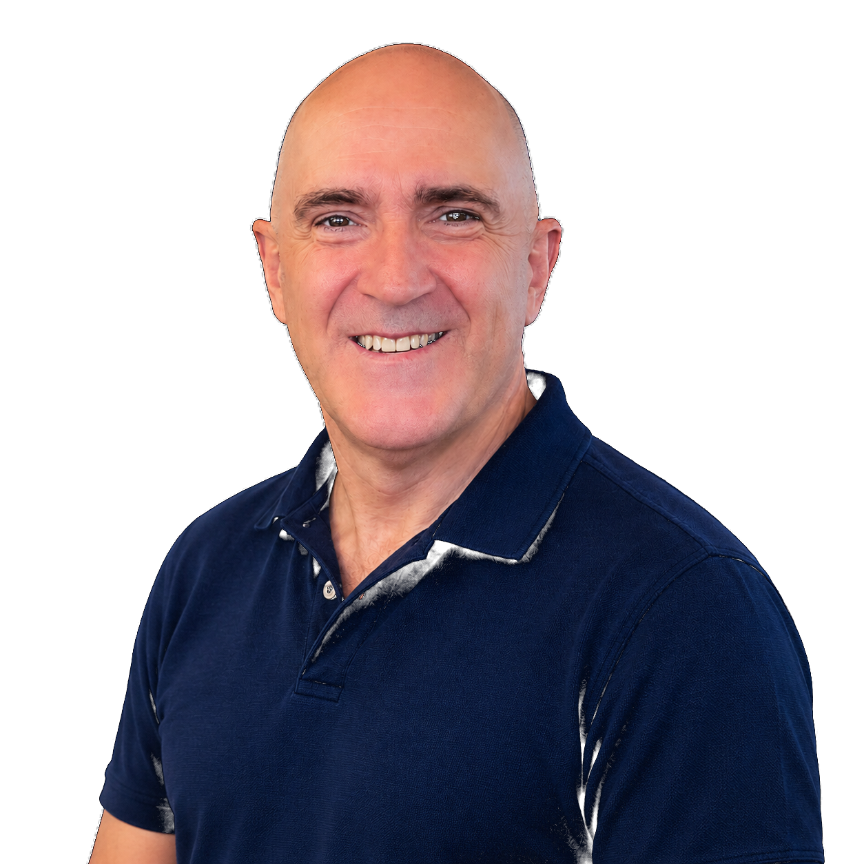 Rich Miles smiling in a navy polo